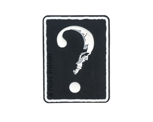 Patch PVC Skull - question mark white