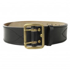 Harness belt with stamped brass buckle