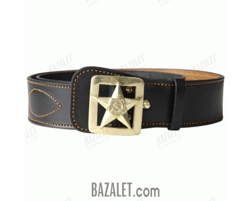 Officer belt with star, hammer and sickle buckle