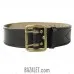 Harness belt with stamped brass buckle