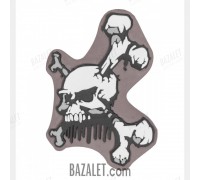 Patch PVC Skull and Bones Brown