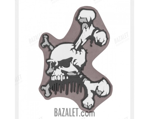 Patch PVC Skull and Bones Brown