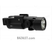 Zenitco Klesch-1 + Laser (Red) LED Flashlight (Gen 1.1) - CNC D16T Aluminum White-Light Illuminator with Integrated Red Aiming Laser, Full & Handgun Kits (Black)