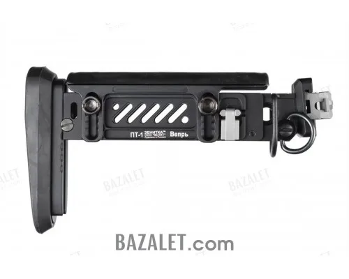 Zenitco PT-1 Vepr Telescopic Folding Stock - CNC D16T Aluminum Adjustable Skeleton Stock for Vepr RPK-Pattern Carbines (Black)