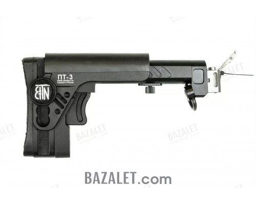 Zenitco PT-3 Telescopic Folding Stock - CNC D16T Aluminum & Steel Adjustable Tubular Stock with Interchangeable Adapter for AK-Pattern Carbines (Black)