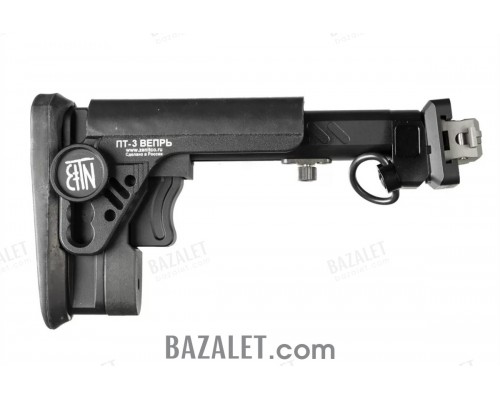 Zenitco PT-3 Vepr Telescopic Folding Stock - CNC D16T Aluminum Adjustable Tubular Stock for Vepr RPK-Pattern Carbines (Black)