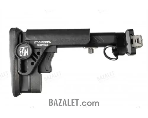 Zenitco PT-3 Vepr Telescopic Folding Stock - CNC D16T Aluminum Adjustable Tubular Stock for Vepr RPK-Pattern Carbines (Black)