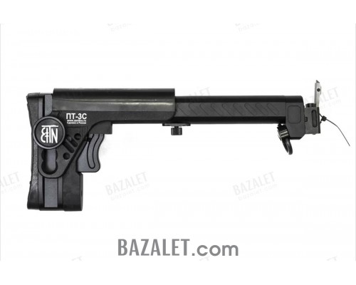 Zenitco PT-3S Telescopic Folding Stock - CNC D16T Aluminum & Steel Adjustable Tubular Stock for Saiga-9 & AK-Pattern Carbines (Selectable Lock Adapter, Black)