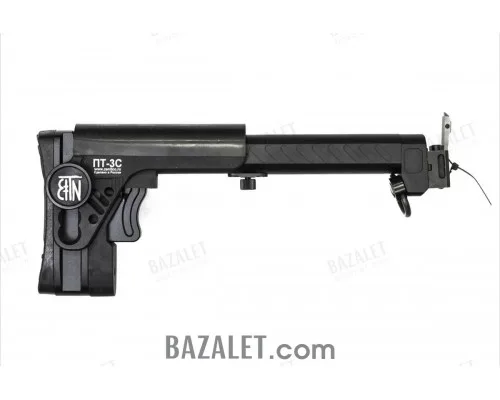 Zenitco PT-3S Telescopic Folding Stock - CNC D16T Aluminum & Steel Adjustable Tubular Stock for Saiga-9 & AK-Pattern Carbines (Selectable Lock Adapter, Black)
