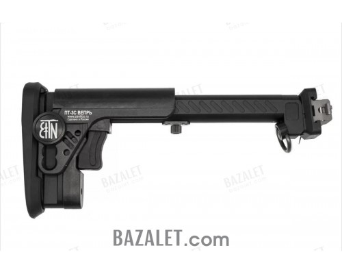 Zenitco PT-3S Vepr Telescopic Folding Stock - CNC D16T Aluminum Adjustable Tubular Stock for Vepr RPK-Pattern Carbines (Black)