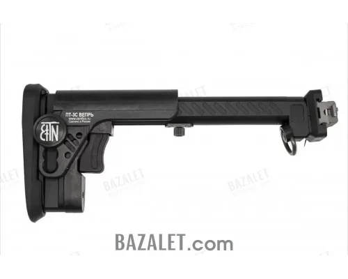 Zenitco PT-3S Vepr Telescopic Folding Stock - CNC D16T Aluminum Adjustable Tubular Stock for Vepr RPK-Pattern Carbines (Black)