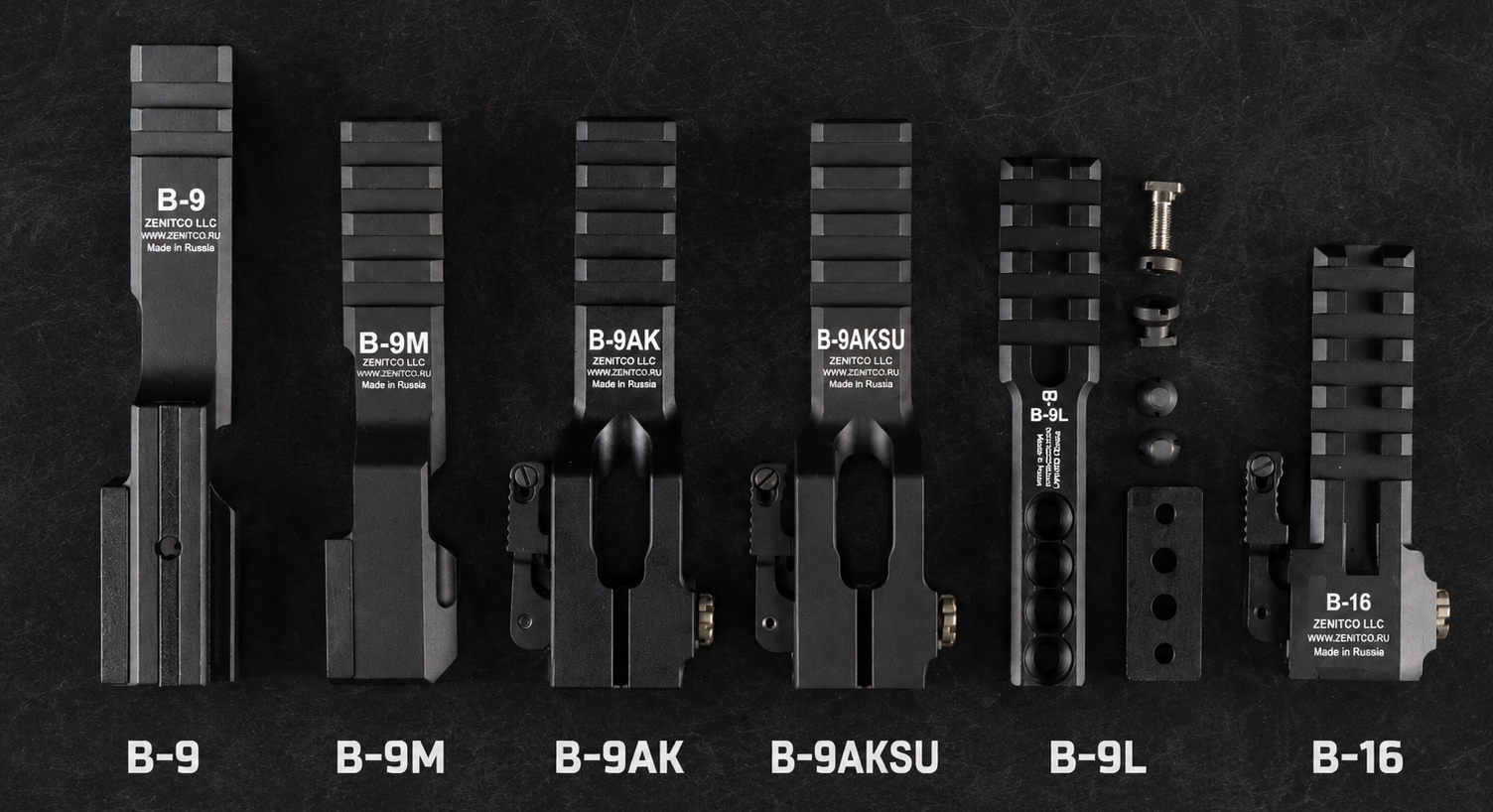 Forward-Offset Flashlight Mounts: Comparison of the B-9, B-9M, B-9AK, B-9AKSU, B-9L and B-16 Models Forward-Offset Flashlight Mounts: Comparison of the B-9, B-9M, B-9AK, B-9AKSU, B-9L and B-16 Models